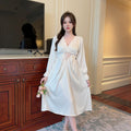 Womens Retro Court Style Long Sleeve Nightdress