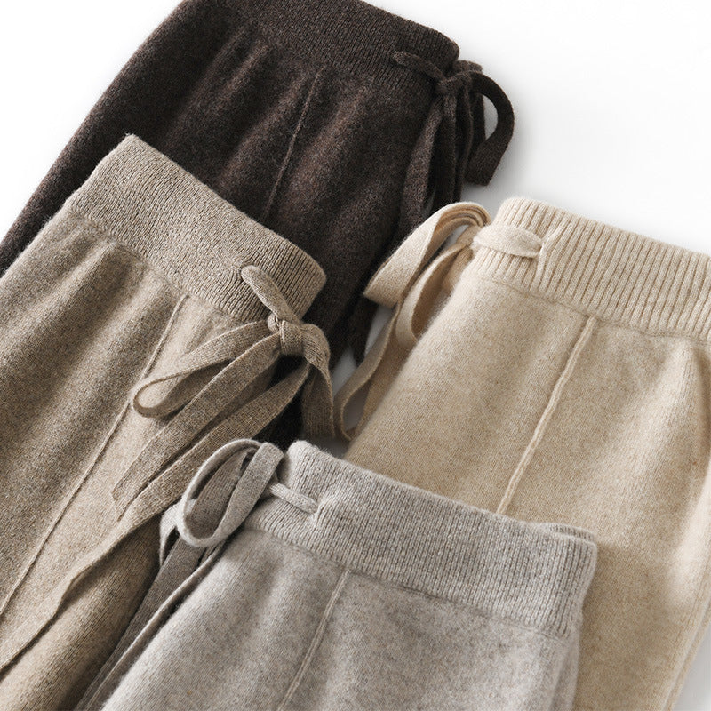 Womens High Waist Knitted Wide Leg Pants