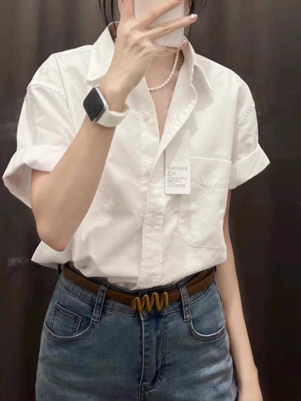 Womens Cotton Linen Short Sleeve Polo Shirt Summer Loose Blouse