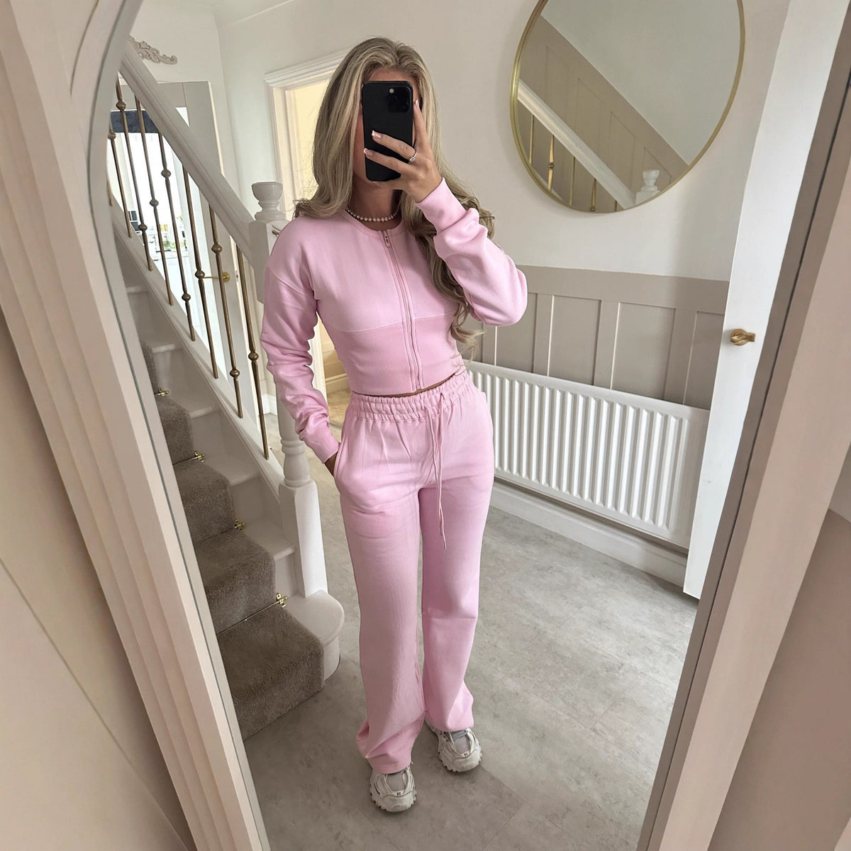 Zipper Cardigan and Straight Pants Casual Suit