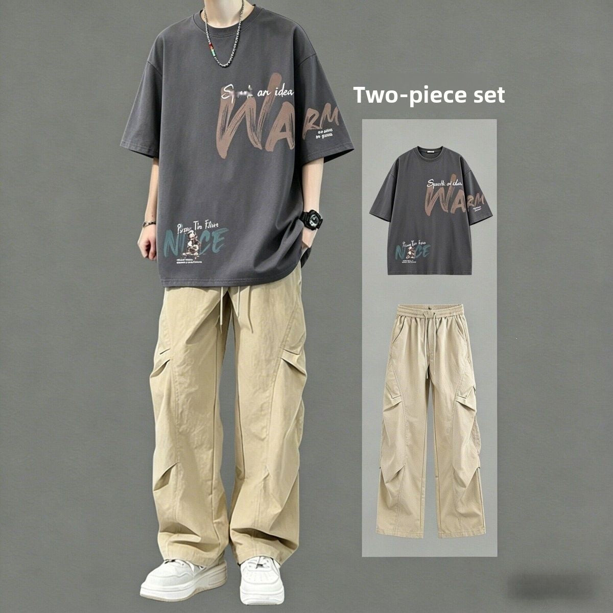 Mens Cotton T-Shirt and Pants Set
