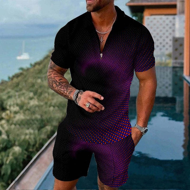 Lapel short-sleeve casual men's pullover