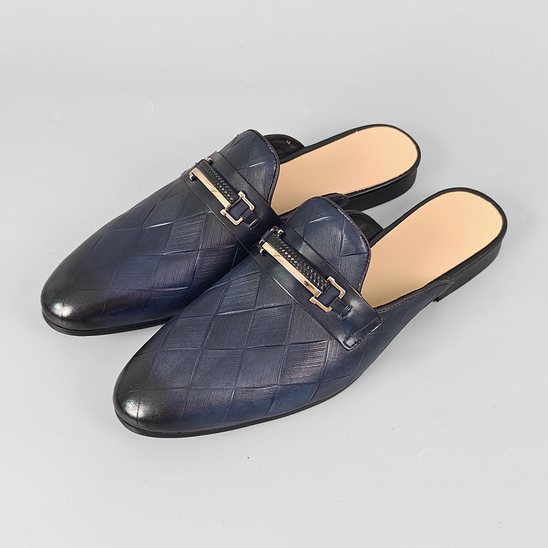 Mens Genuine Leather Slip-On Slippers