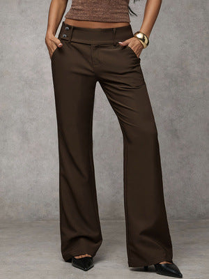 High Waist Wide Leg Flared Trousers