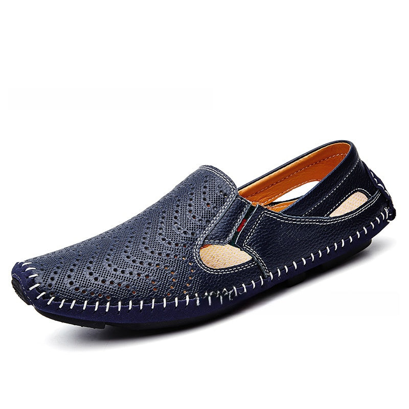 Mens Breathable Leather Slip-On Sandals