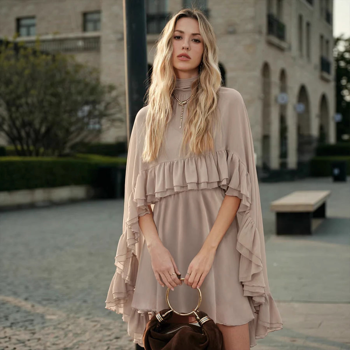 Elegant Lace Trim Dress Set