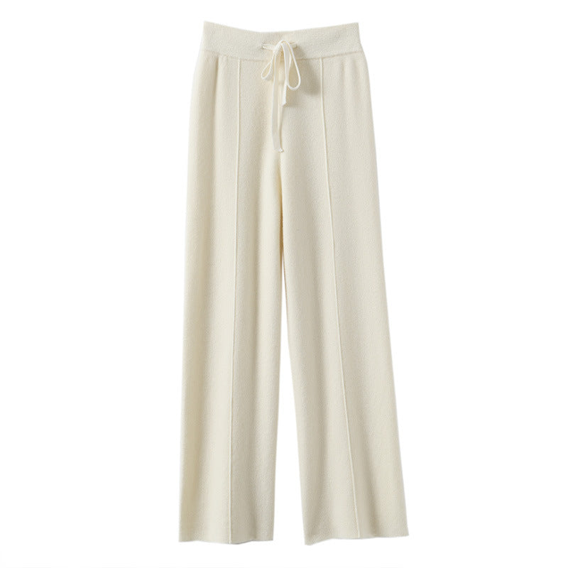 Womens High Waist Knitted Wide Leg Pants