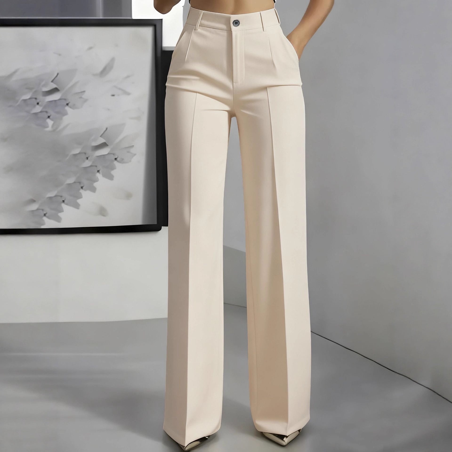 Womens High Waist Wide Leg Trousers