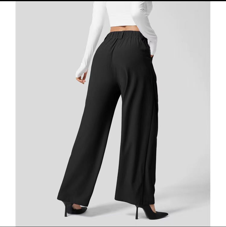 Womens High Waist Wide Leg Casual Trousers