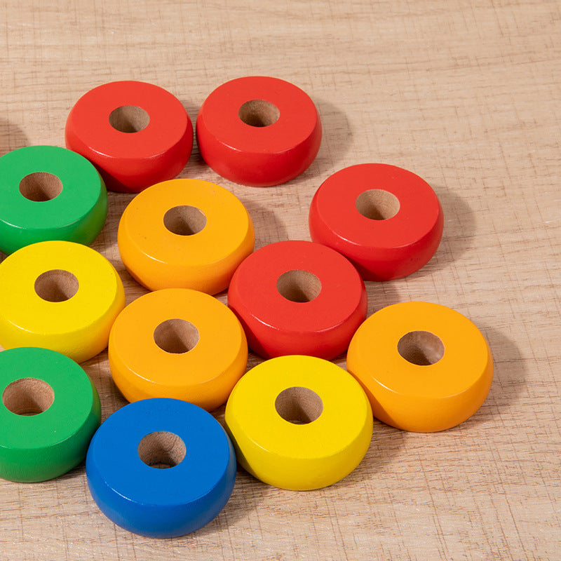 Wooden Rainbow Digital Ring Toy