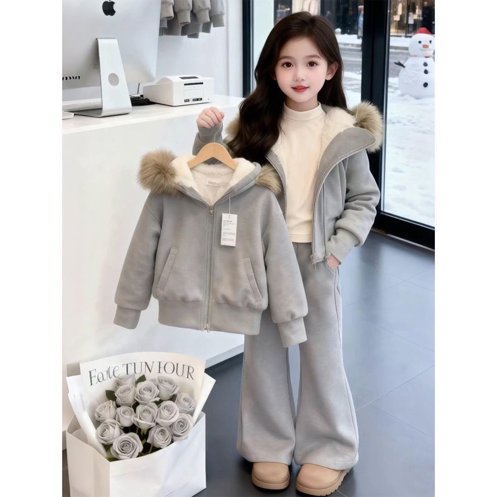 Girls Winter Fleece Jacket and Pants Set