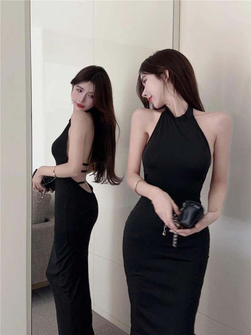 Womens Summer Sexy Backless Strappy Halter Bodycon Dress