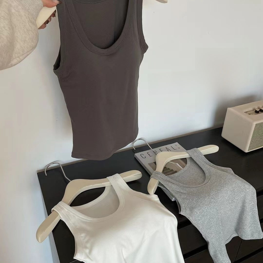 Pure Cotton Adjustable Strap Camisole with Built-in Chest Support