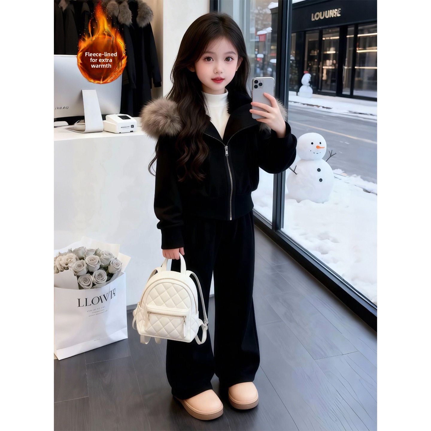 Girls Winter Fleece Jacket and Pants Set