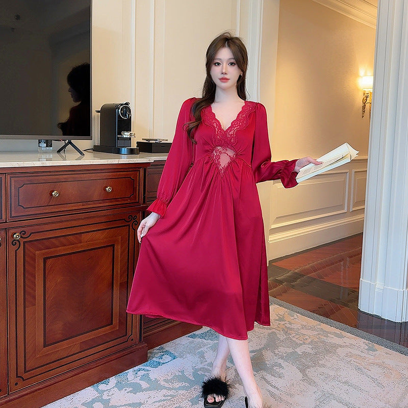 Womens Retro Court Style Long Sleeve Nightdress