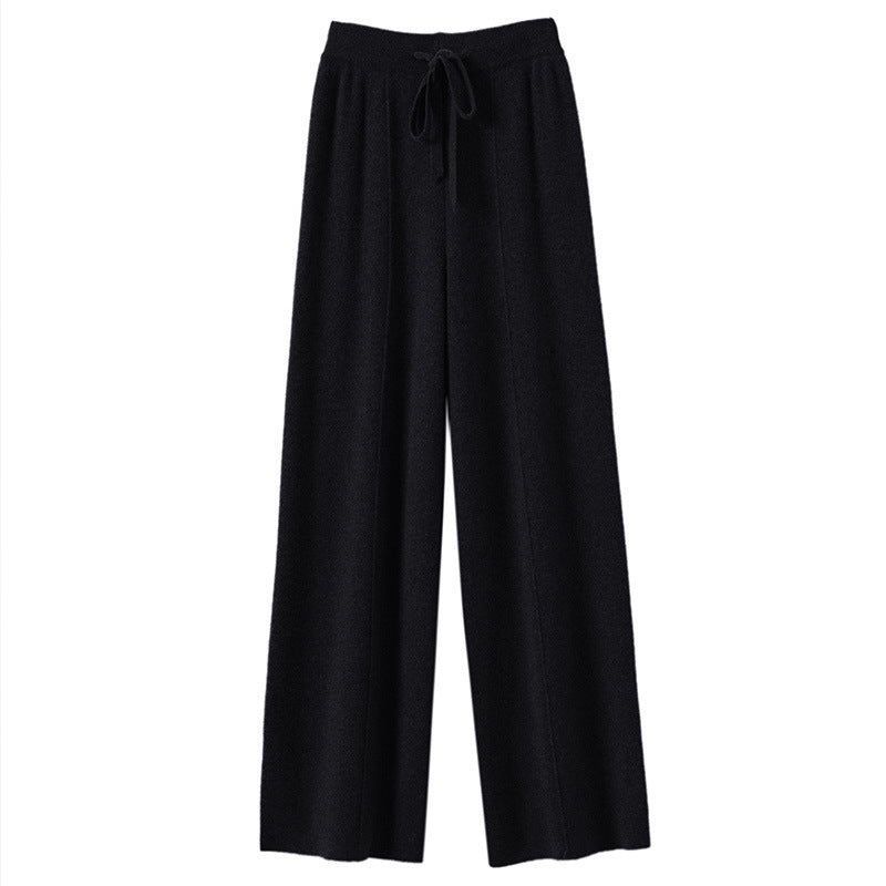 Womens High Waist Knitted Wide Leg Pants