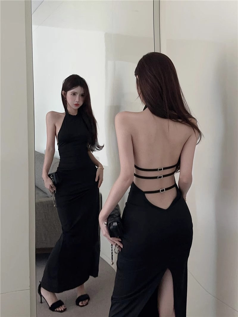 Womens Summer Sexy Backless Strappy Halter Bodycon Dress