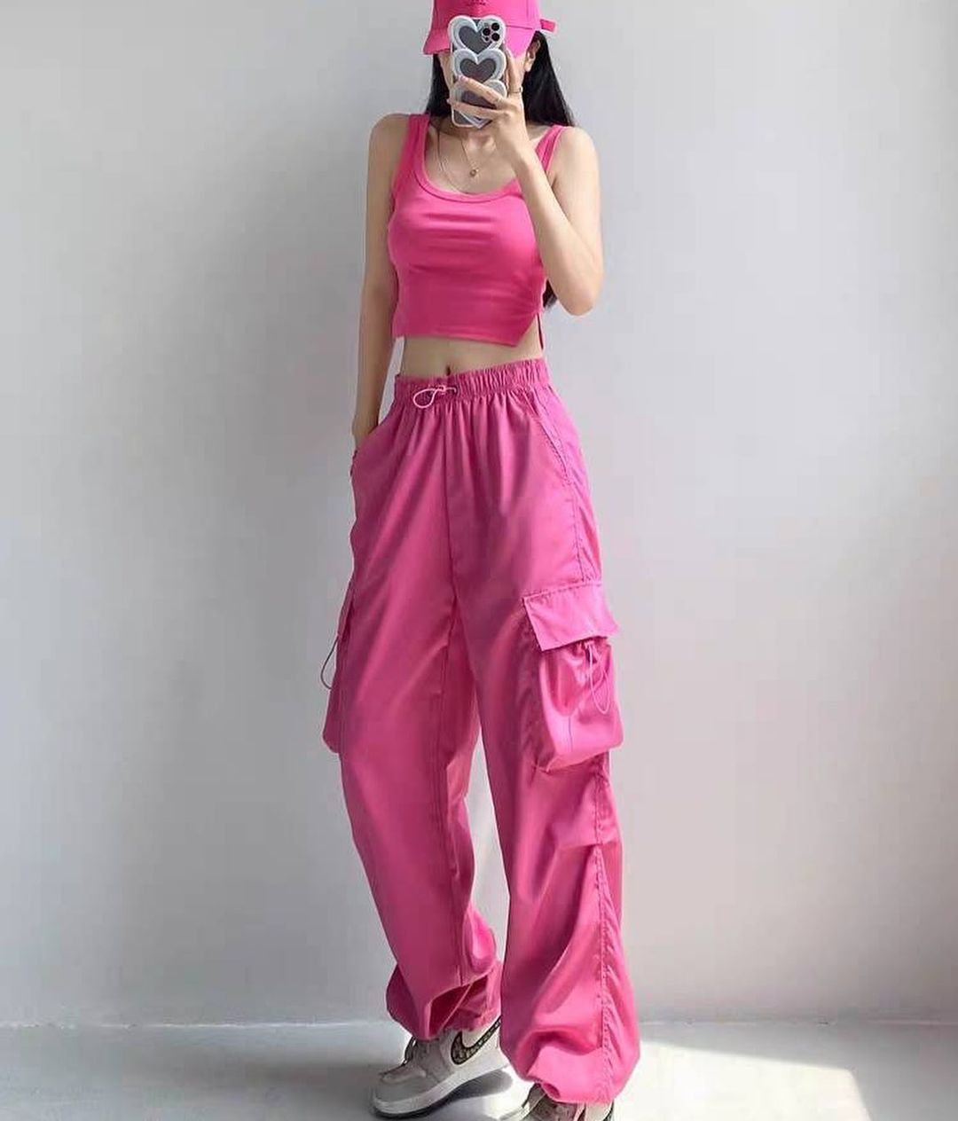 Mens High Waist Wide Leg Parachute Pants