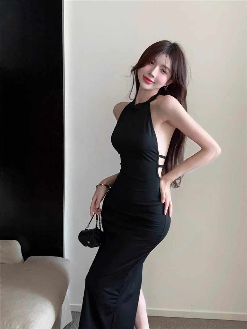 Womens Summer Sexy Backless Strappy Halter Bodycon Dress