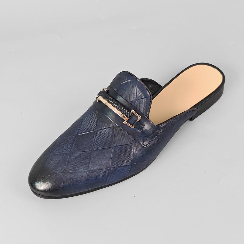 Mens Genuine Leather Slip-On Slippers