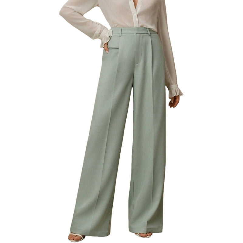 Womens High Waist Wide Leg Trousers