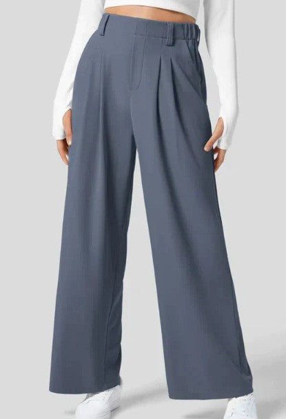 Womens High Waist Wide Leg Casual Trousers
