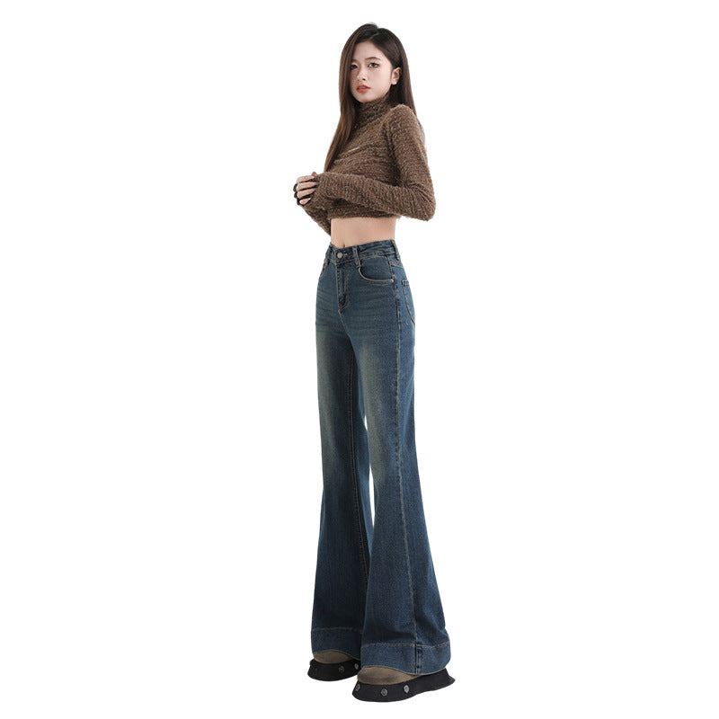 Women's High-Waist Flared Denim Trousers