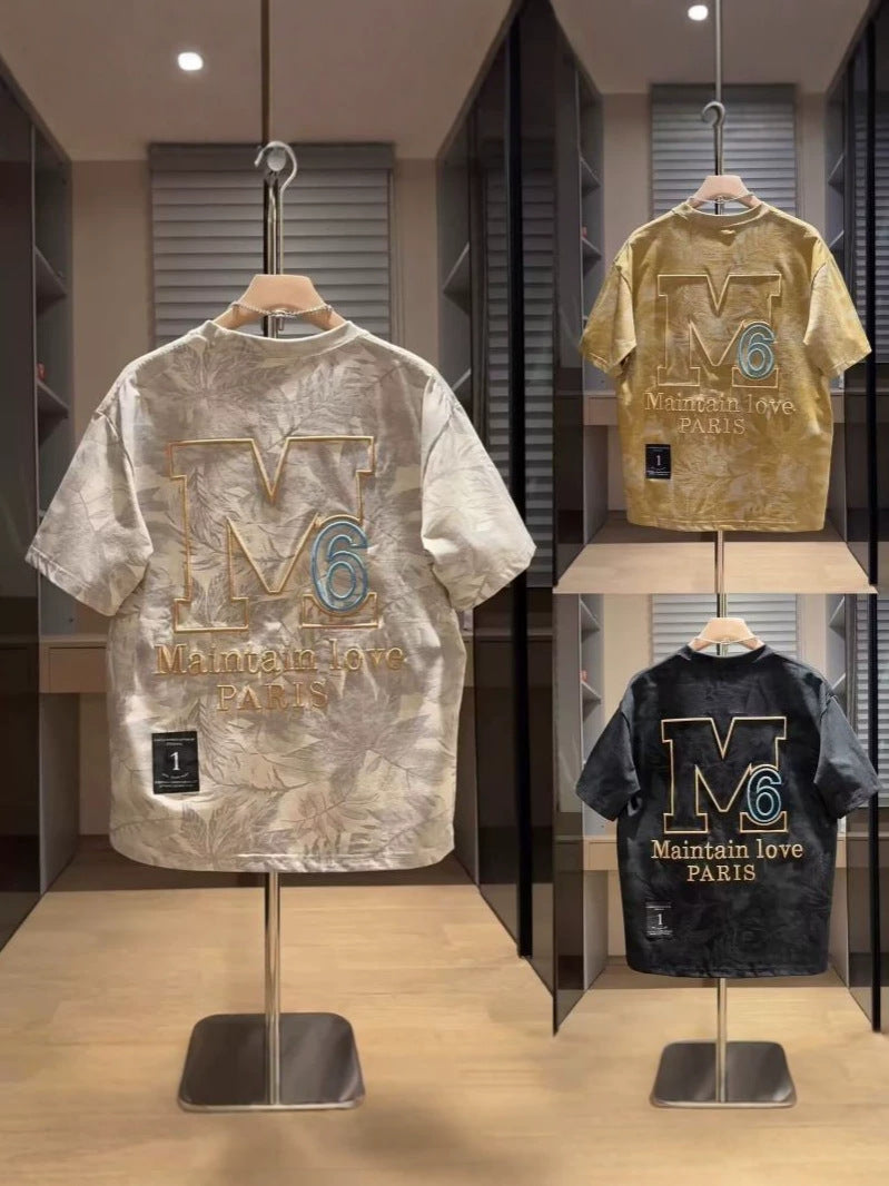 Embroidered Letter Print Mens T-shirt