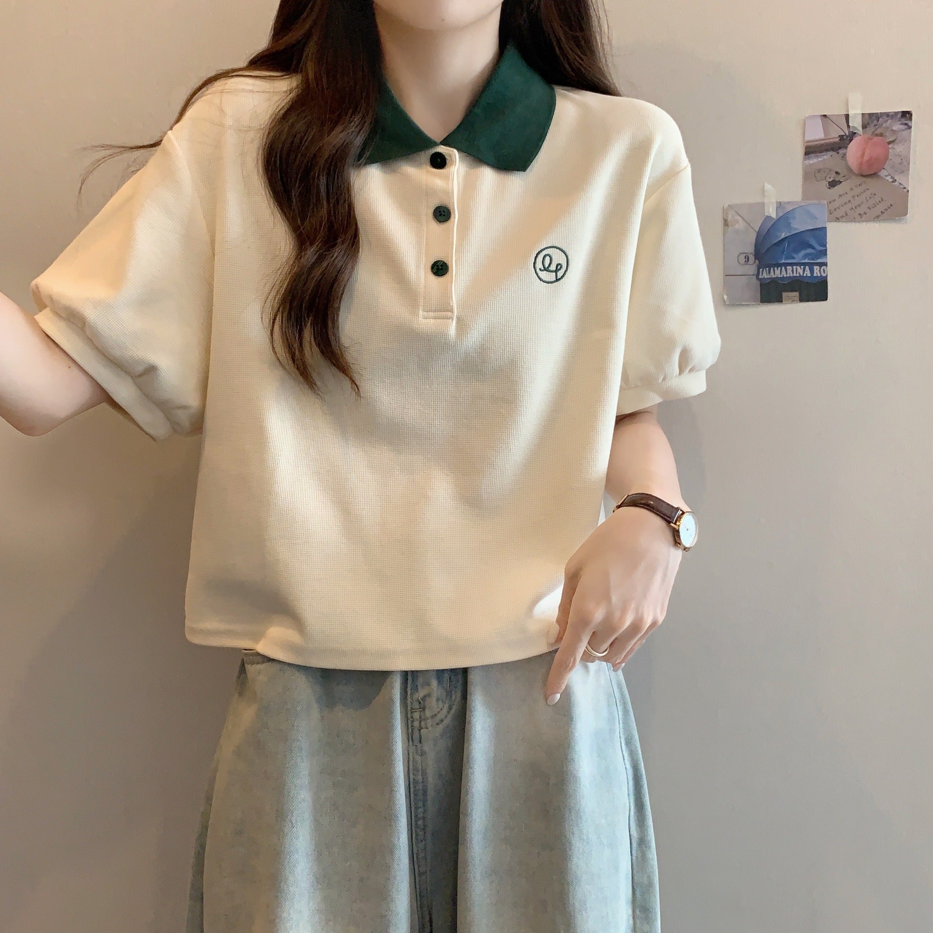 Women's Polo Collar Short Sleeve T-shirt