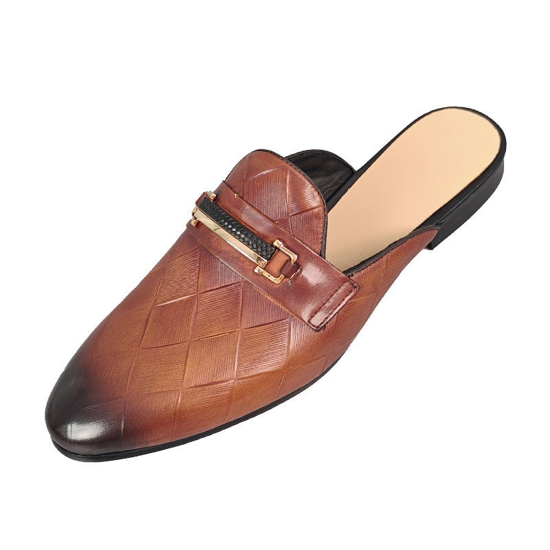 Mens Genuine Leather Slip-On Slippers