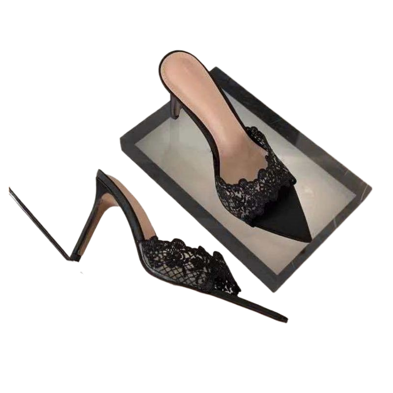 French Lace High Heel Sandals