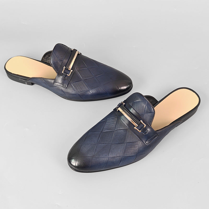 Mens Genuine Leather Slip-On Slippers