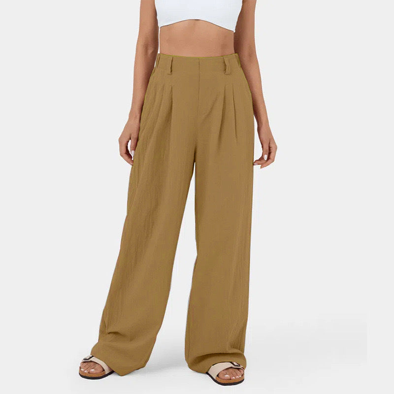 Womens High Waist Wide Leg Casual Trousers