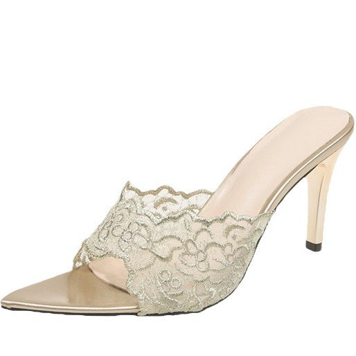 Womens Fish Mouth Lace High Heel Sandals