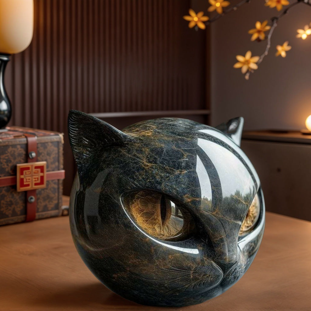 Luxury Black Cat Figurine Home Decor
