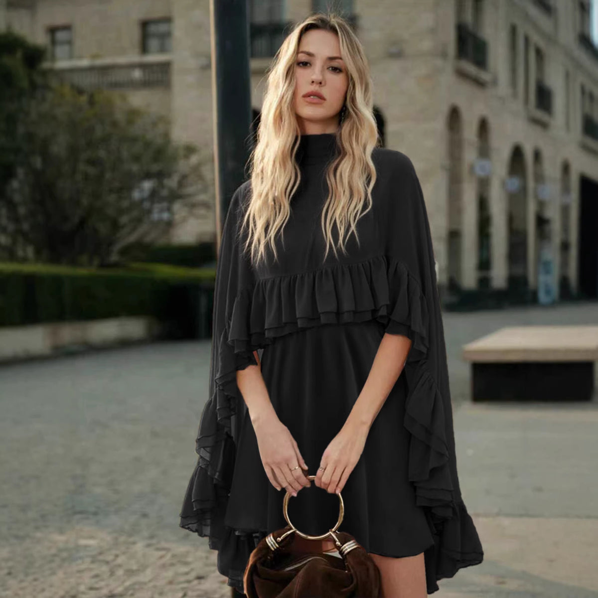 Elegant Lace Trim Dress Set