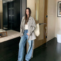 Womens Korean Style Chenille Windbreaker Jacket