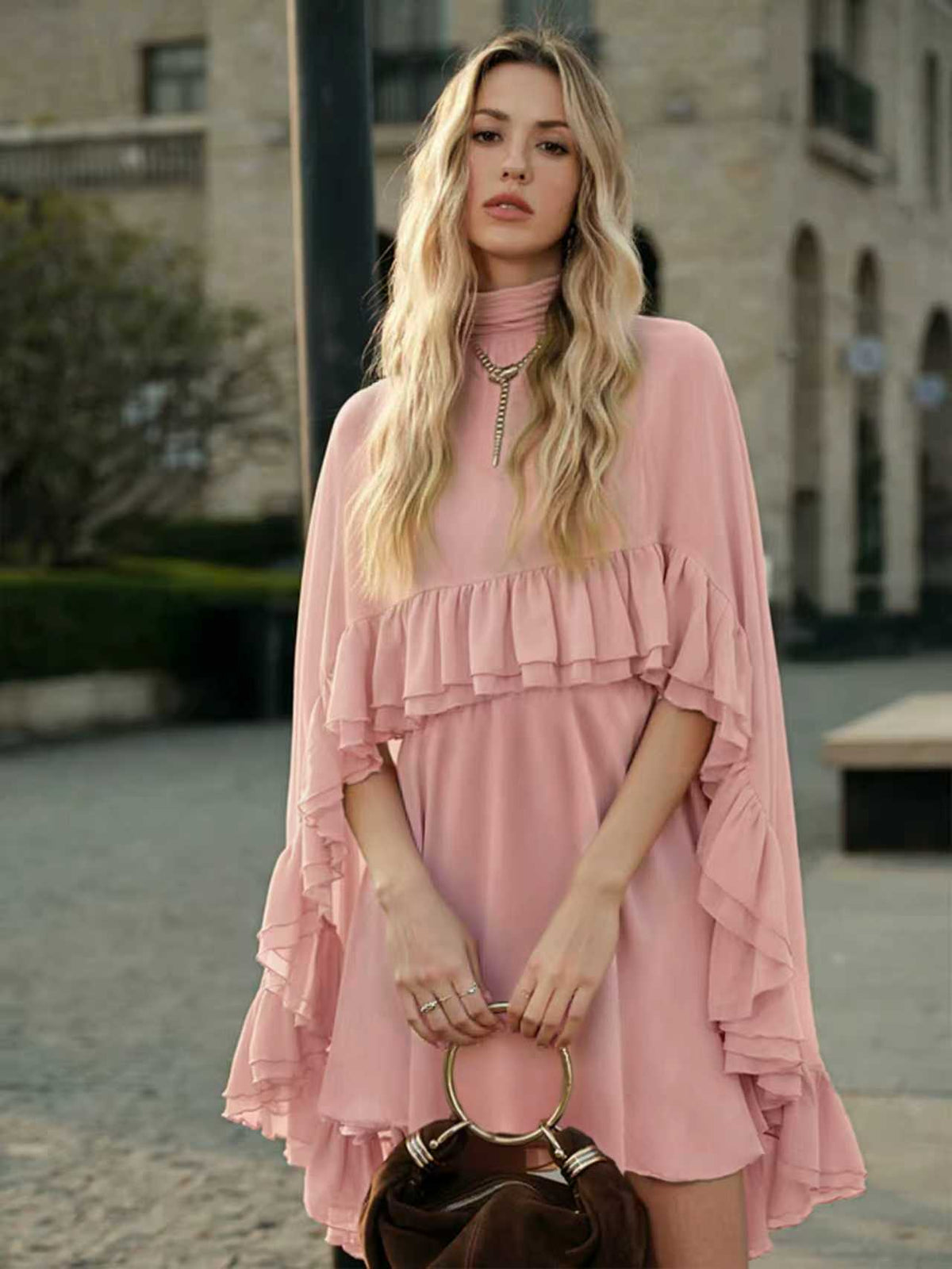 Elegant Lace Trim Dress Set