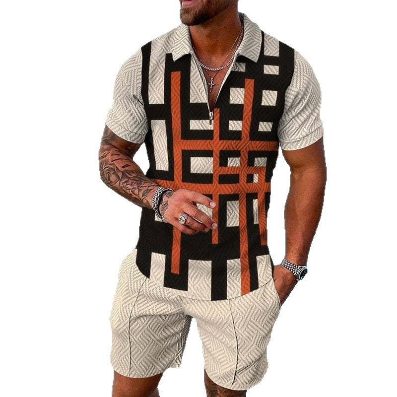Lapel short-sleeve casual men's pullover