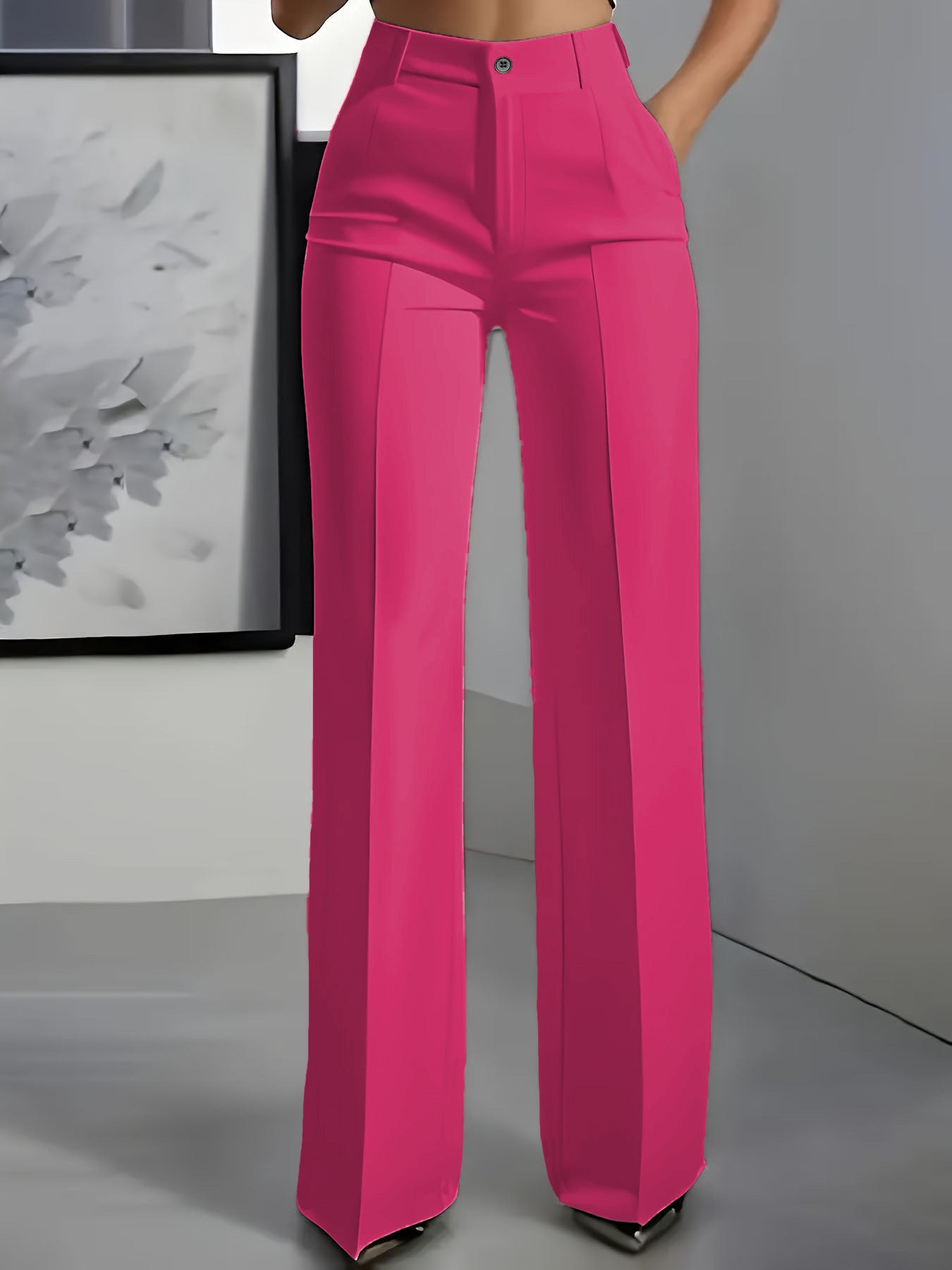Womens High Waist Wide Leg Trousers