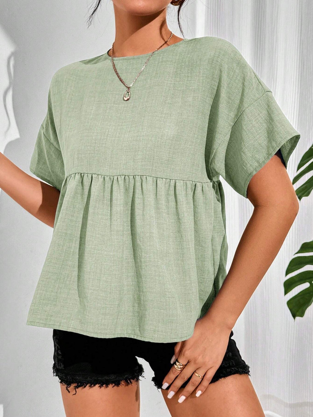 Short-Sleeve Babydoll Shirt