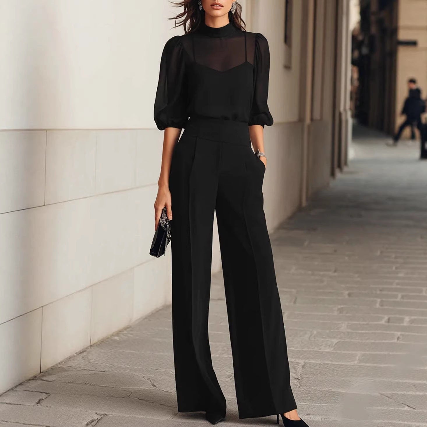 Floral Print Wide-Leg Pants