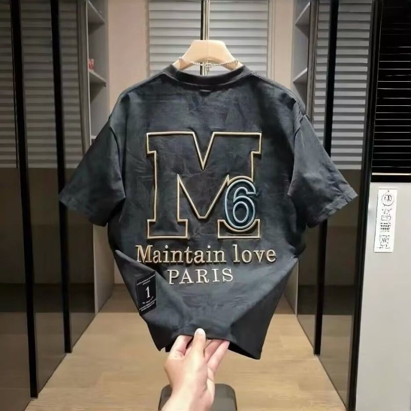 Embroidered Letter Print Mens T-shirt