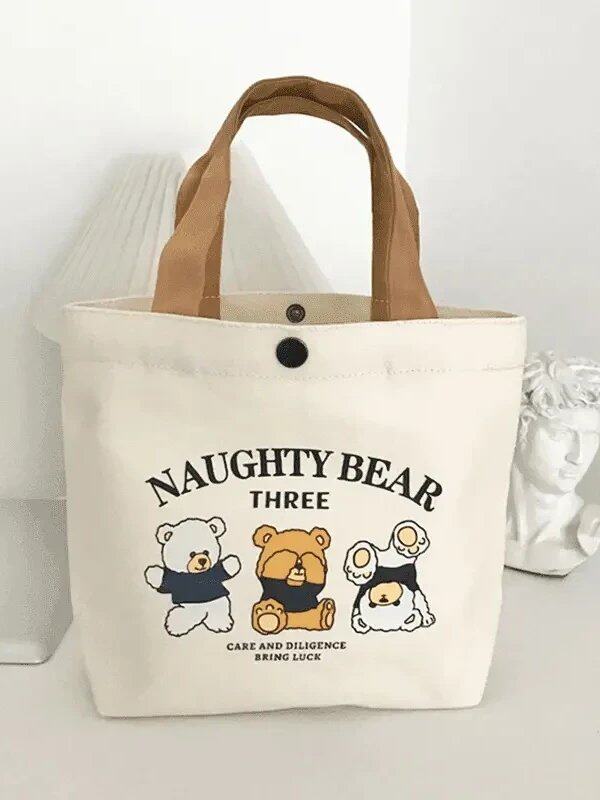 Bear Canvas Bag Student Tote Bag
