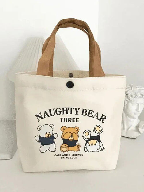 Bear Canvas Bag Student Tote Bag
