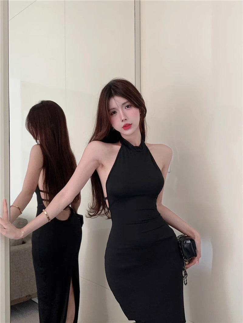 Womens Summer Sexy Backless Strappy Halter Bodycon Dress