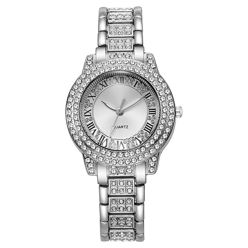 Women's Roman Numeral Quartz Watch with Diamond Bracelet