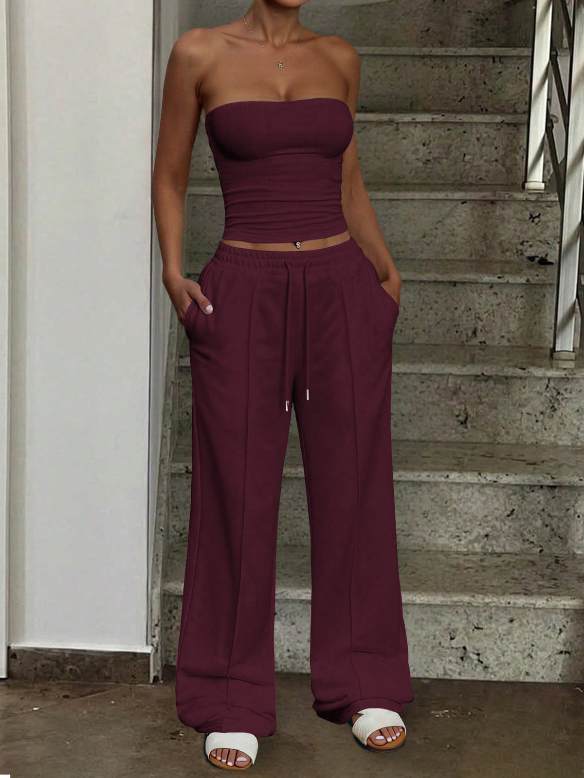 Women's Sleeveless Vest and Long Pants Set