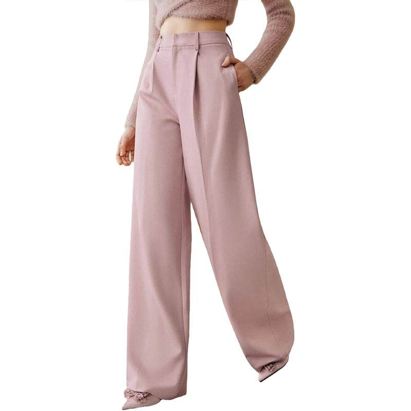 Womens High Waist Wide Leg Trousers