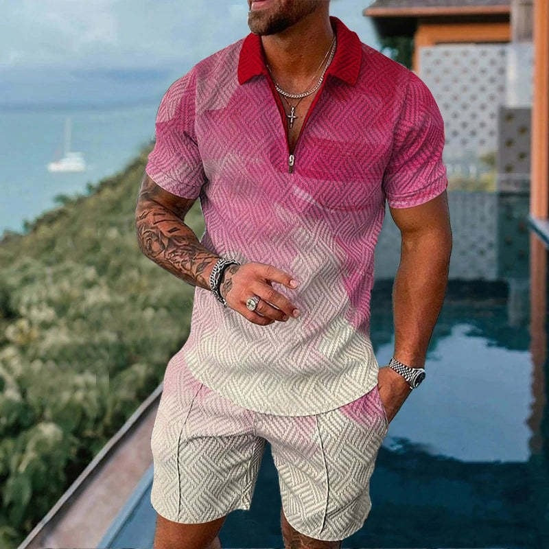 Lapel short-sleeve casual men's pullover